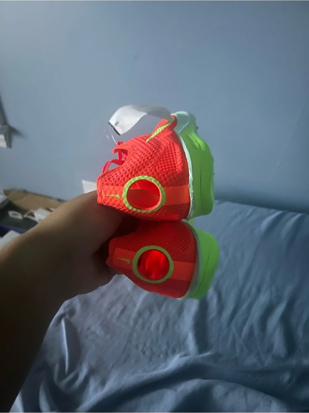 Nike Men's Bright Red Athletic Sneakers with Neon Yellow Accents